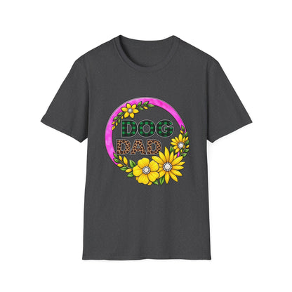 Dog Dad T‑Shirt — Floral Plaid Pet Lover Tee