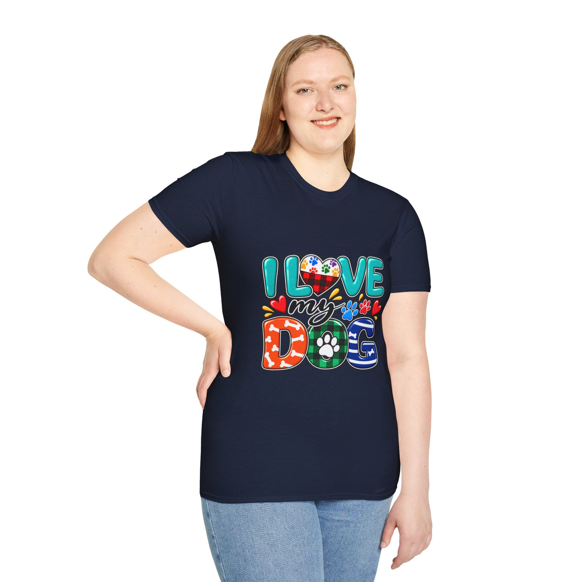 I Love My Dog Colorful Paw Heart T-Shirt