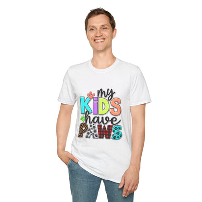 My Kids Have Paws T-Shirt — Colorful Pet Parent Mom Tee