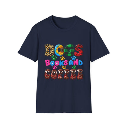 T-Shirt — Dogs, Books and Coffee Graphic Tee