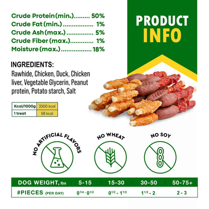 Triple Flavor Duck Chicken Dog Rawhide Chews