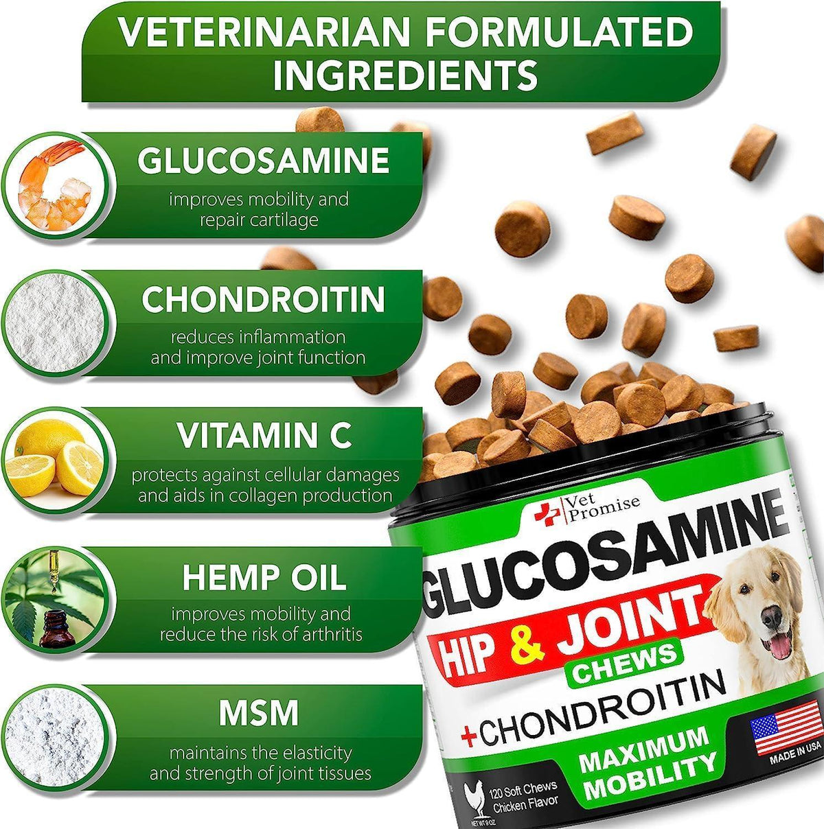 (2 Pack) Glucosamine Hip & Joint Chews for Dogs