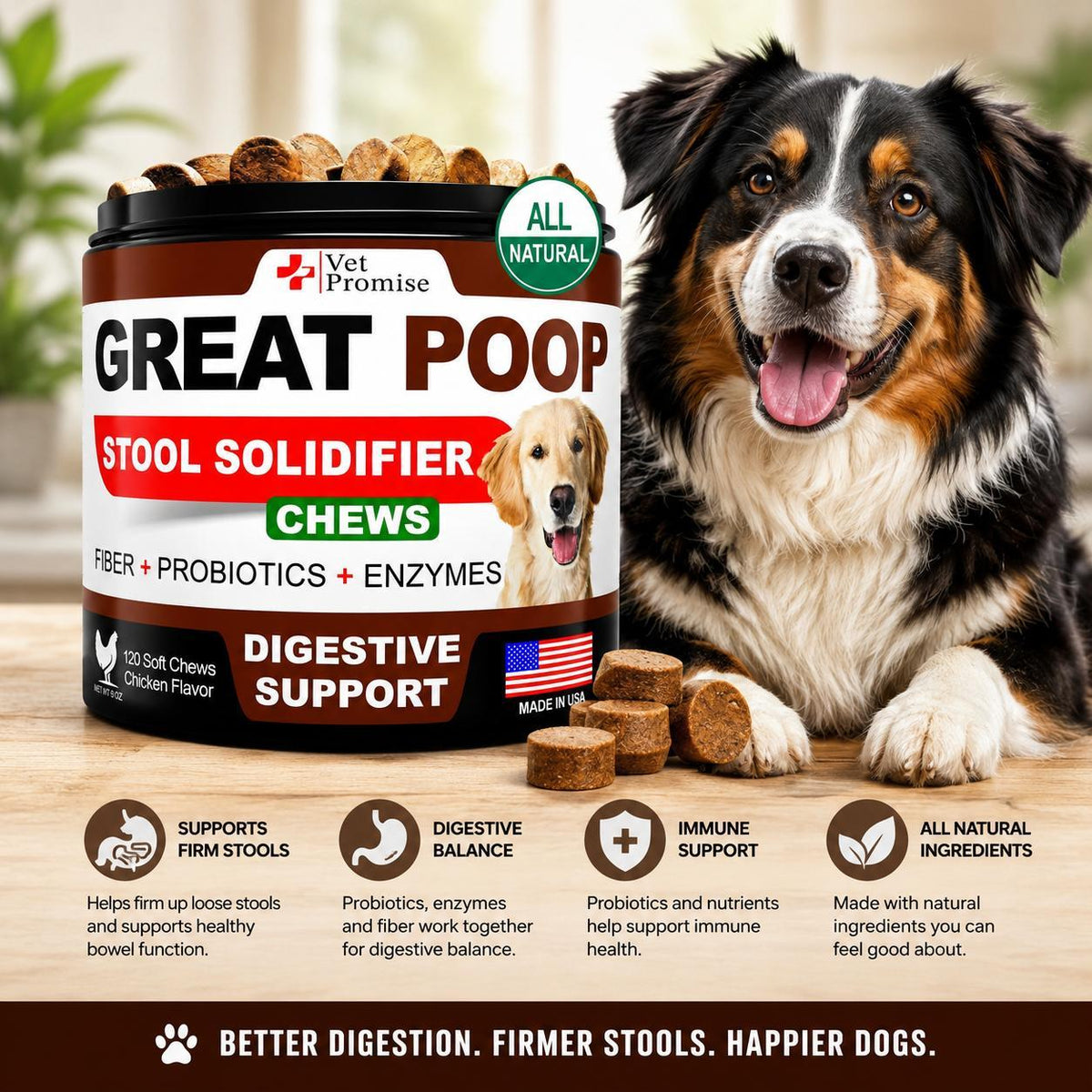 Dog Probiotics for Healthy Gut & Firm Stool