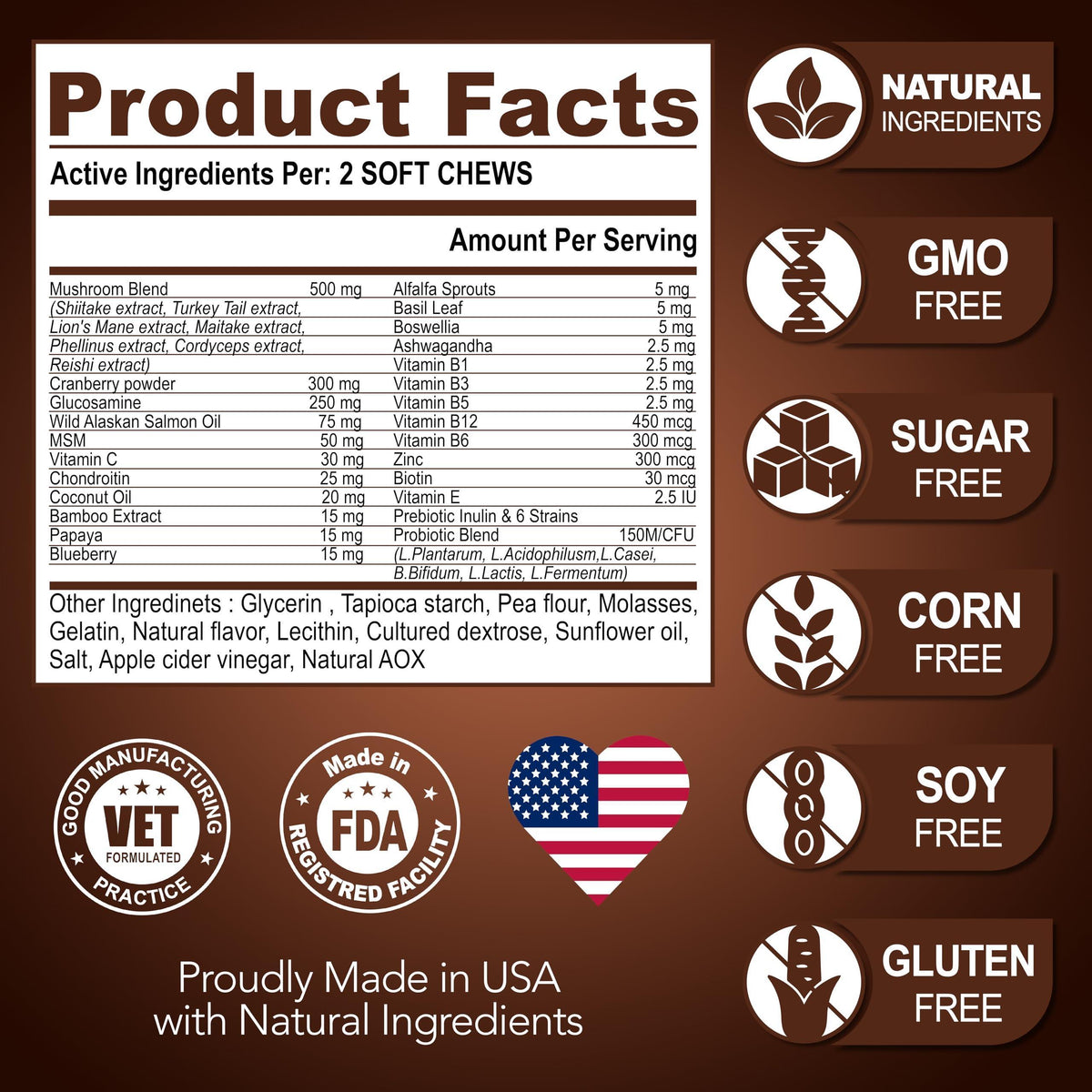 Mushroom Supplement for Dogs – 340 Chews