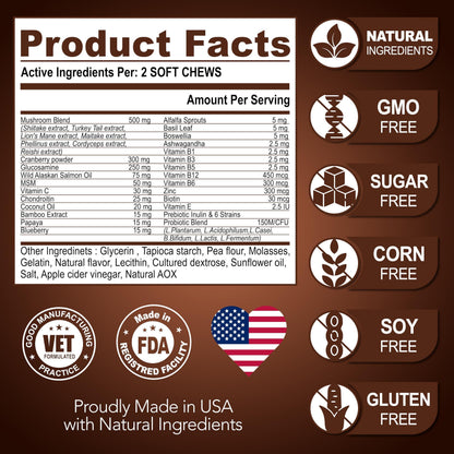 Mushroom Supplement for Dogs – 340 Chews