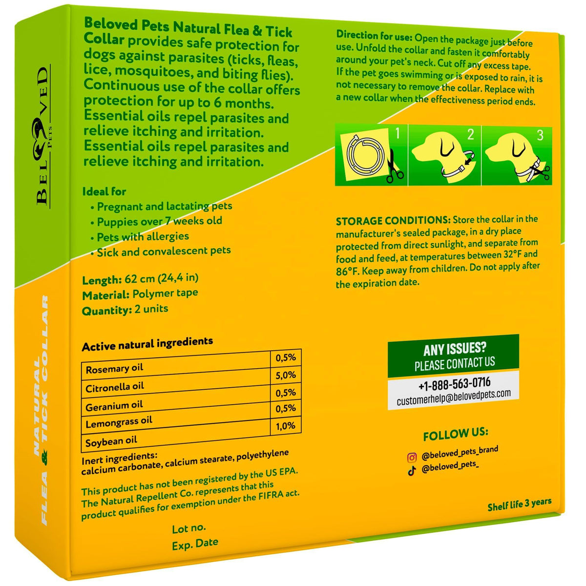 Natural Flea & Tick Collar for Dogs | 6-Month Protection