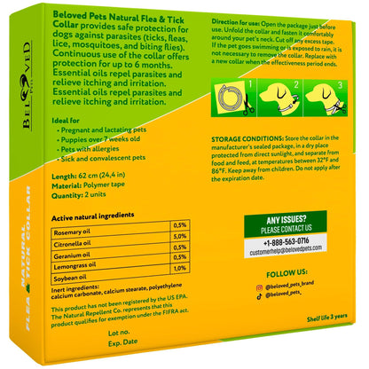 Natural Flea & Tick Collar for Dogs | 6-Month Protection