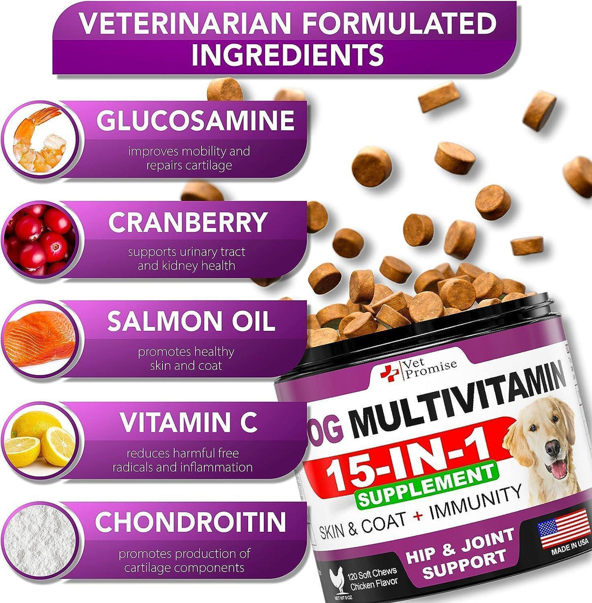 Senior & Puppy Dog Multivitamin Chews with Glucosamine