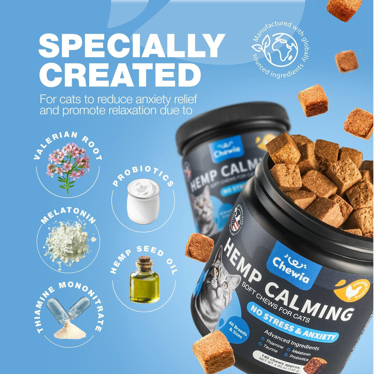 Cat Calming Treats with Hemp & Melatonin Chews