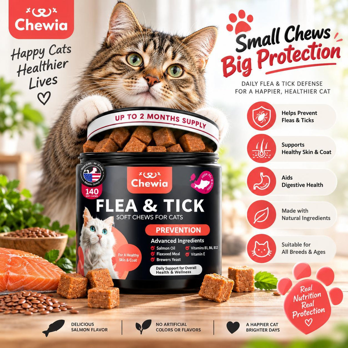 Daily Oral Flea & Tick Chews for Cats