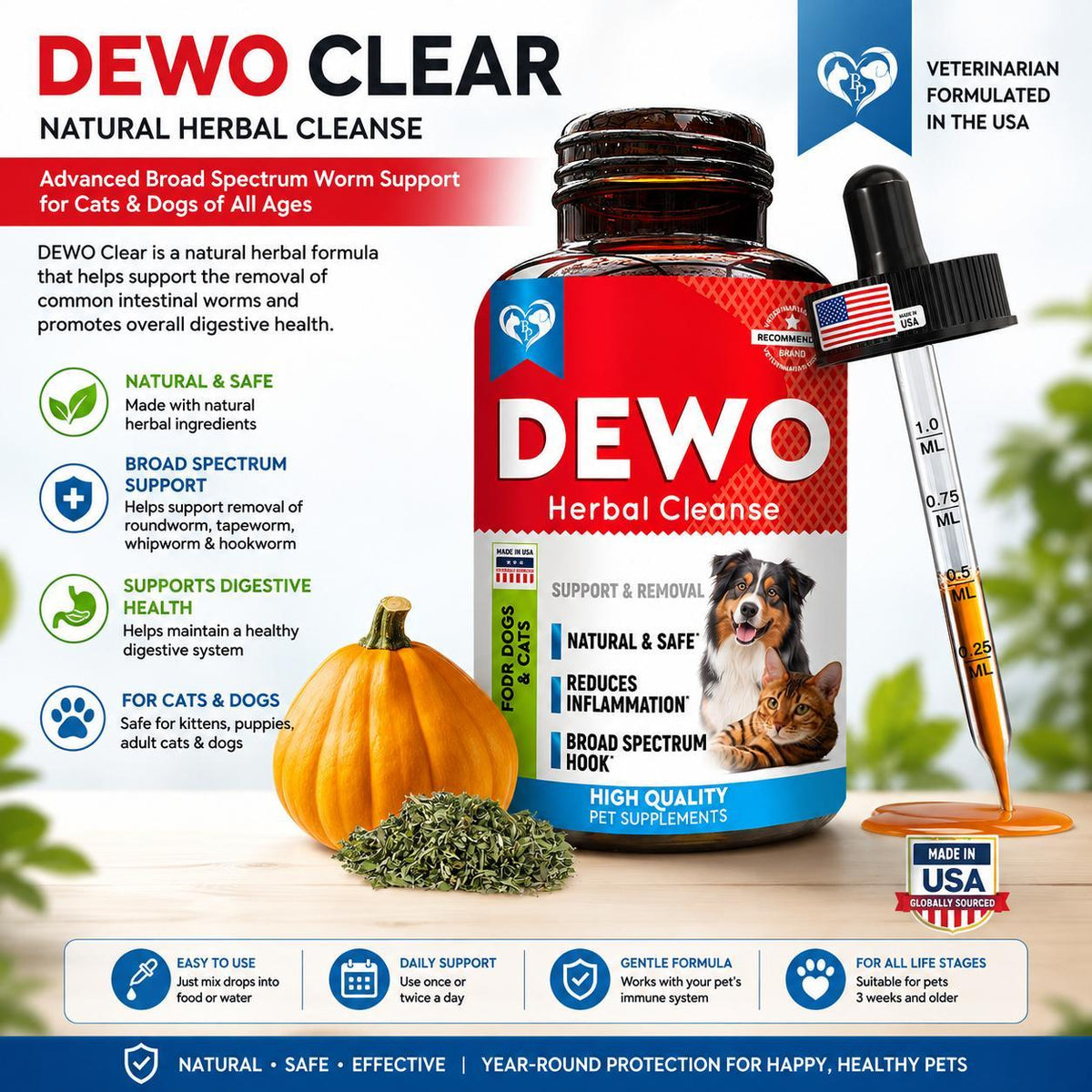 Cats & Dogs Herbal Dewormer Drops – USA Made
