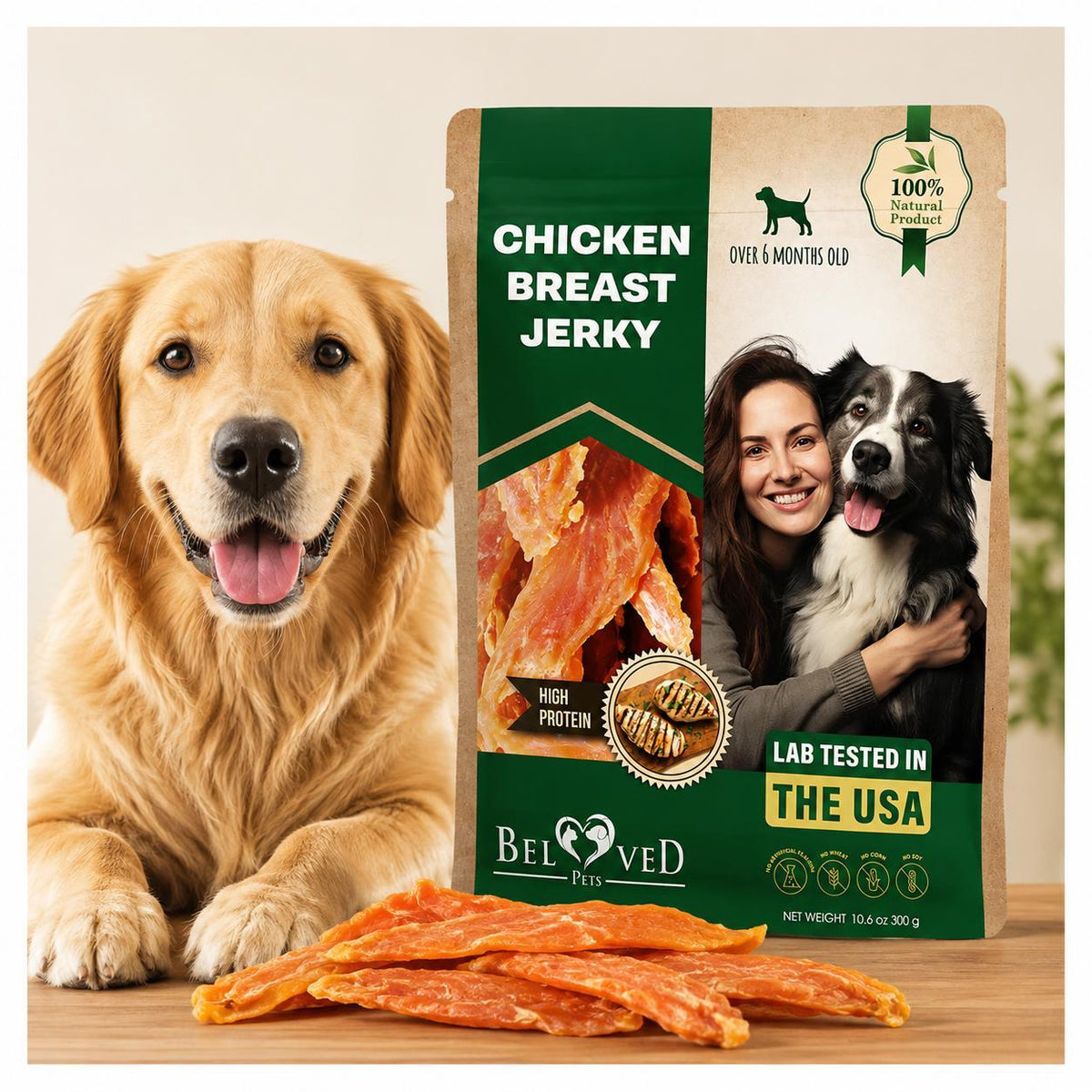 Chicken Jerky Dog Treats, Grain-Free High Protein