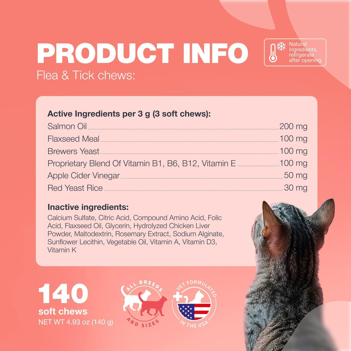 Natural Cat Flea and Tick Supplement Chews