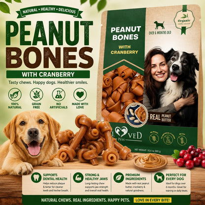 Dog Peanut Butter Bones with Cranberry Collagen Chews