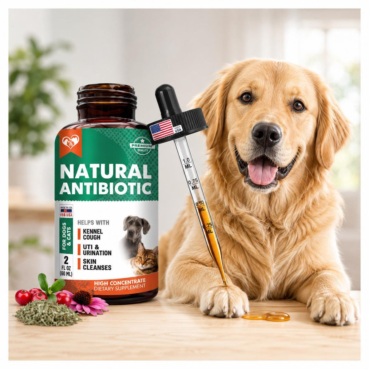 Natural Herbal Antibiotics for Cats & Dogs Support
