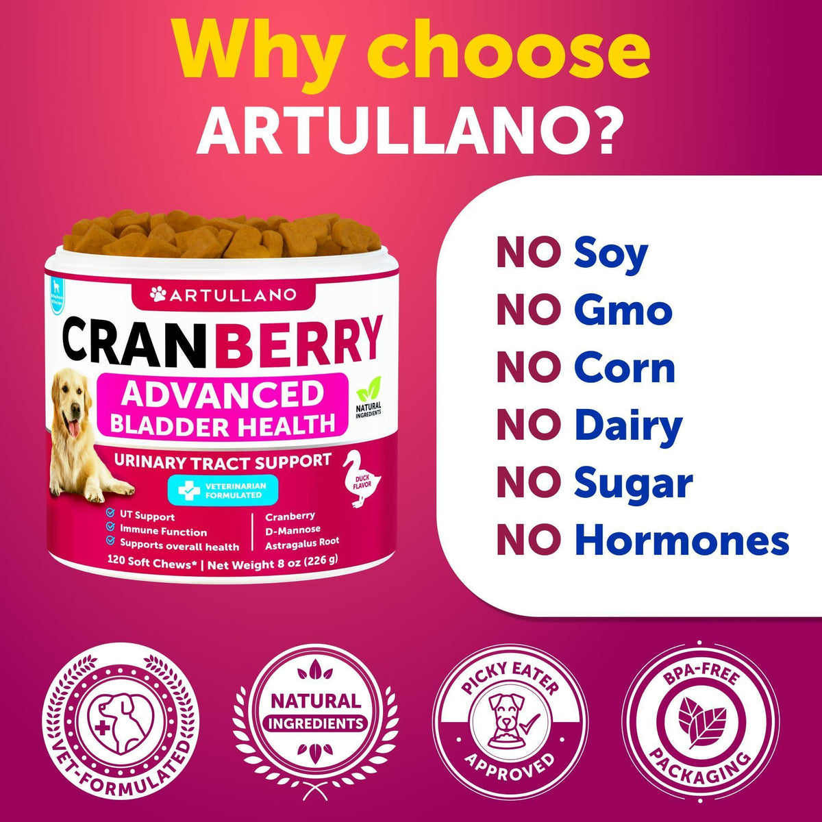(2 Pack) Dog Urinary Tract Cranberry Chews