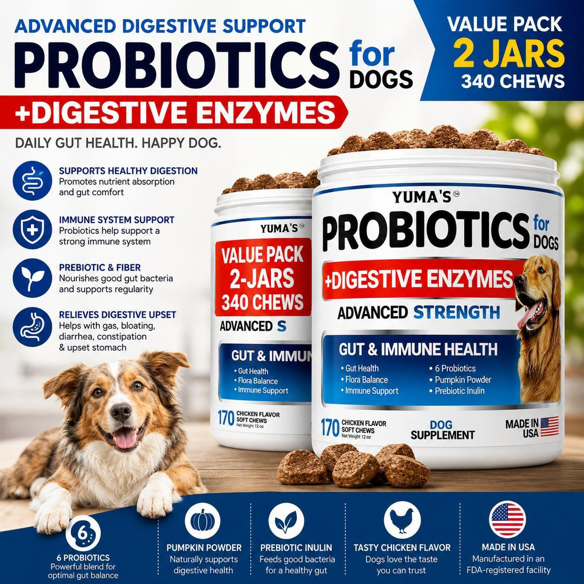 Dog Probiotic Chews with Digestive Enzymes