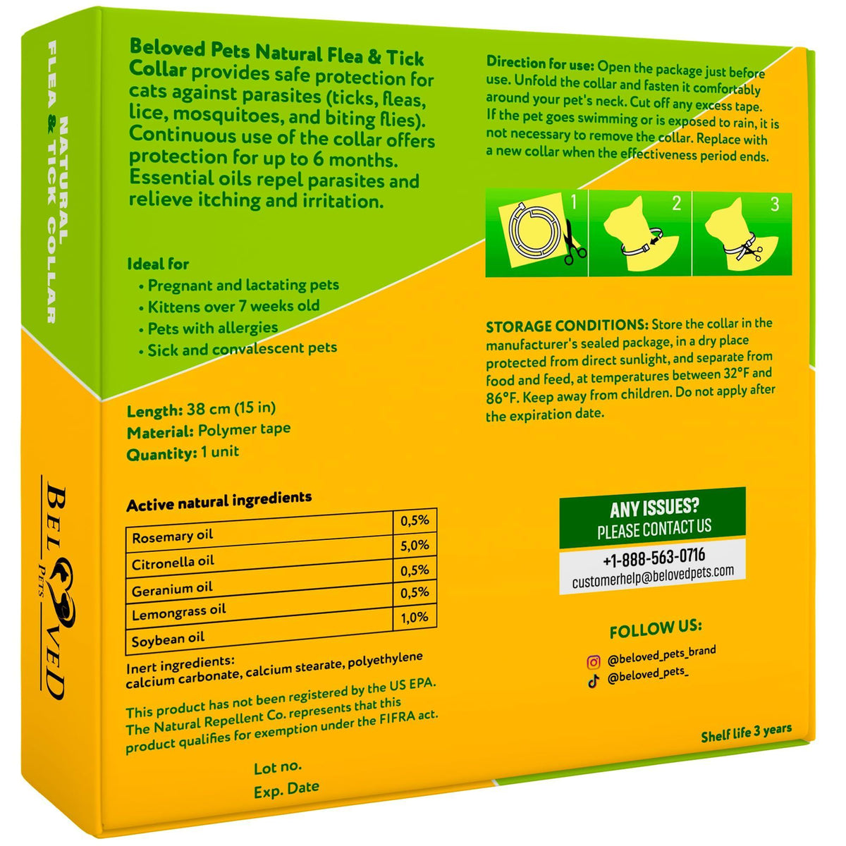 Natural Cat Flea Tick Collar 6-Month Protection