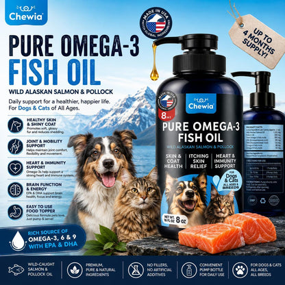 Omega 3 Fish Oil for Dogs & Cats – Healthy Skin & Coat Support