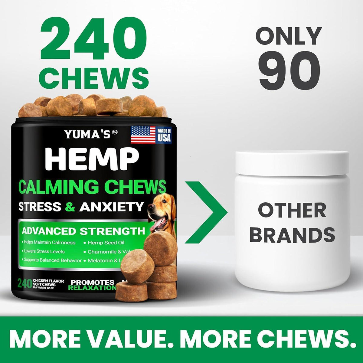 Hemp Calming Chews for Dogs – 240 Treats