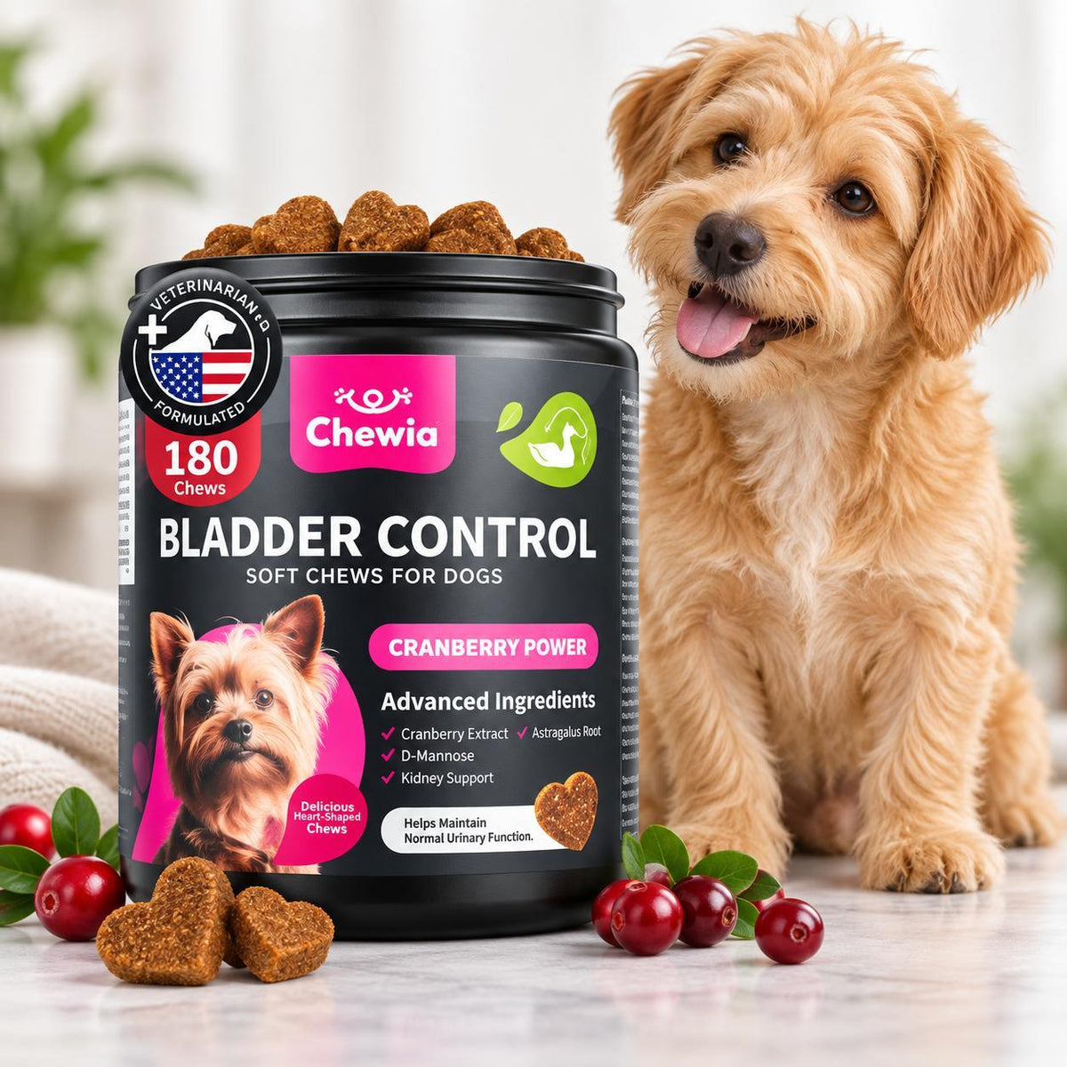 Dog UTI Cranberry Chews for Bladder Support