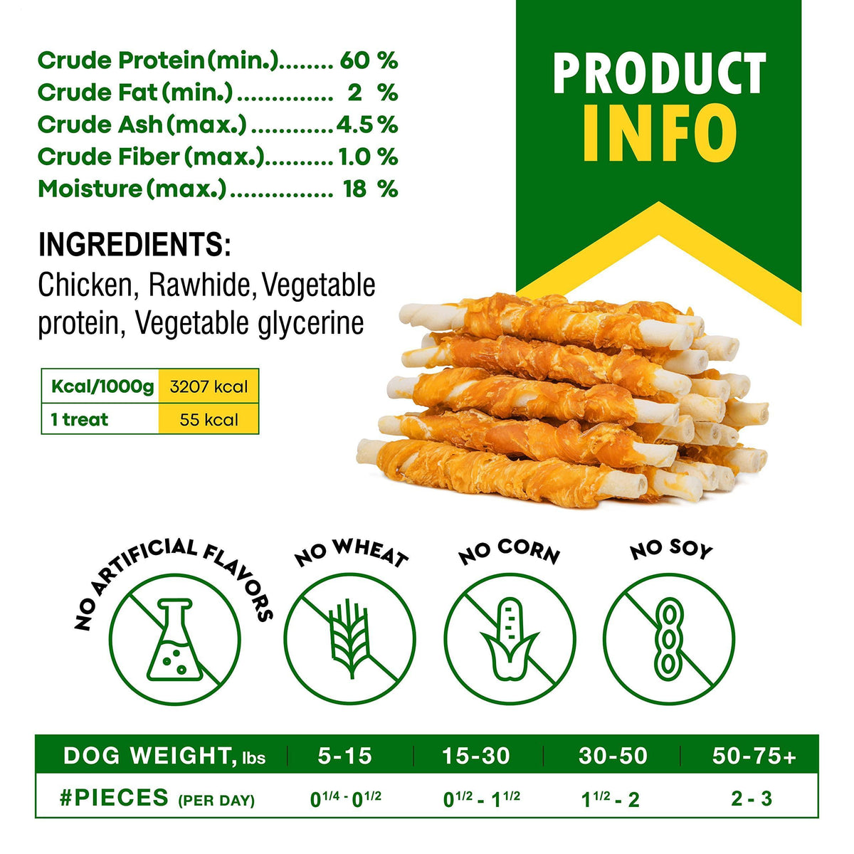 Chicken-Wrapped Rawhide Dog Chew Sticks