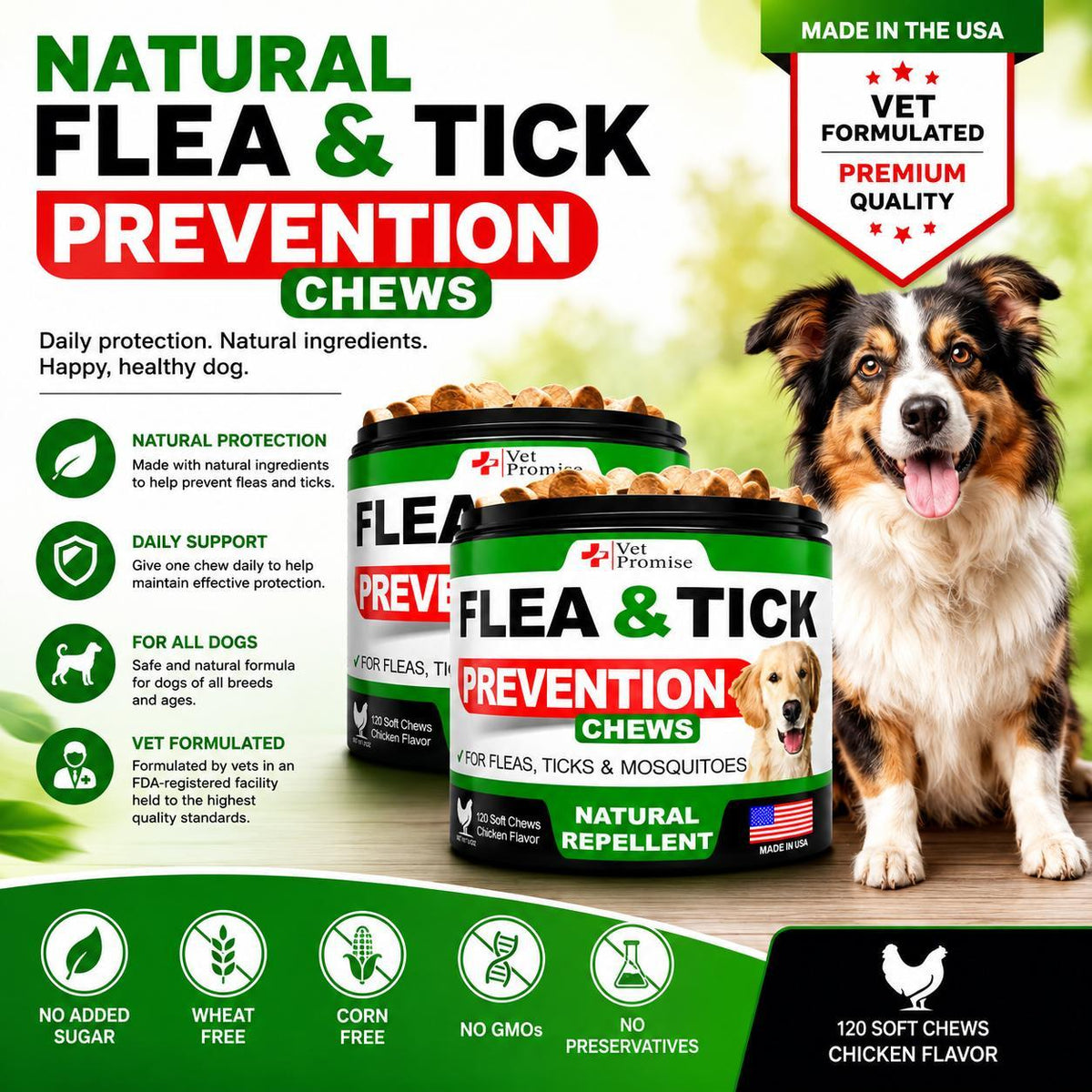 2-Pack Flea & Tick Prevention Chewables for Dogs