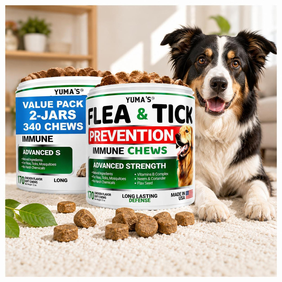 Natural Flea & Tick Chews for Dogs – 2 Pack