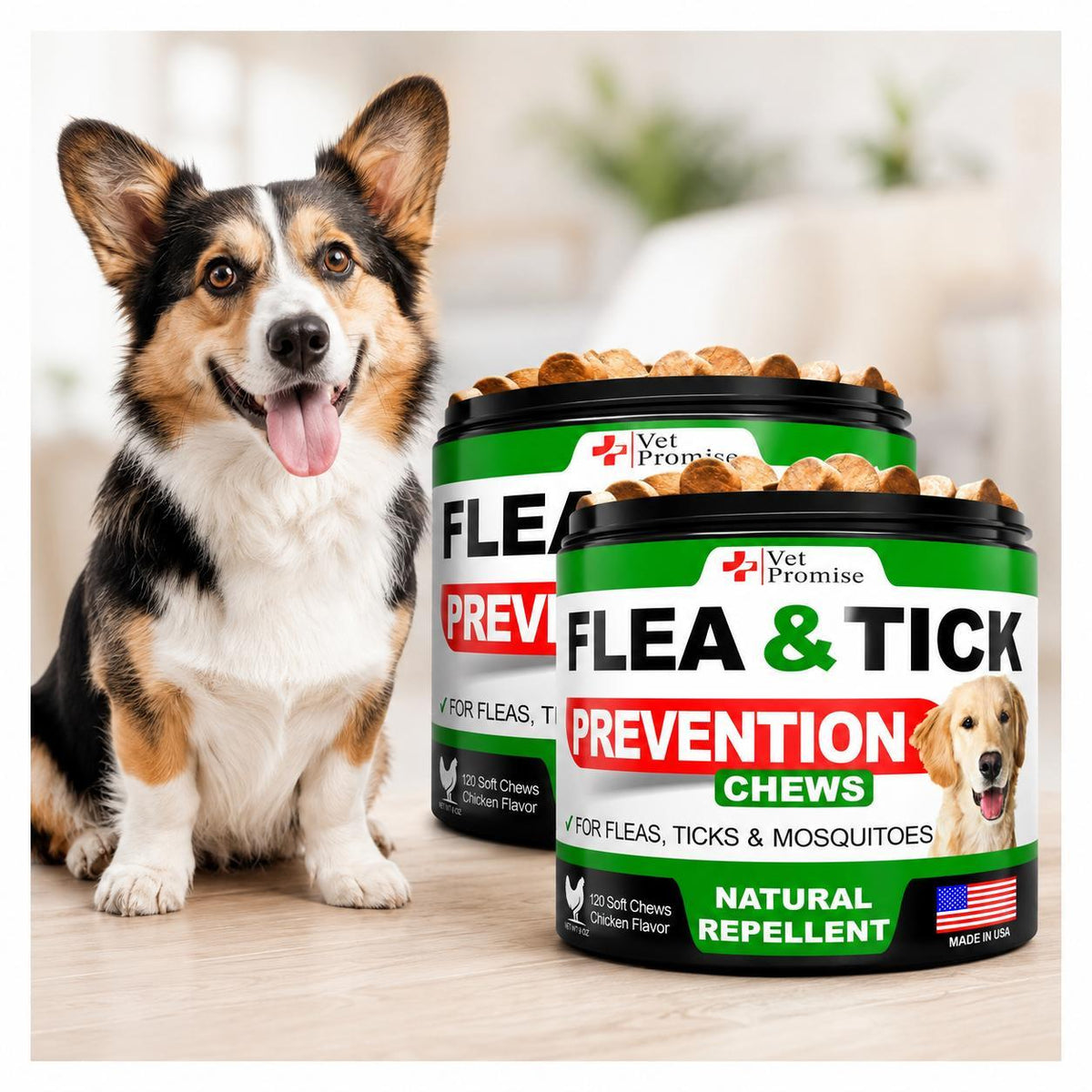 2-Pack Flea & Tick Prevention Chewables for Dogs