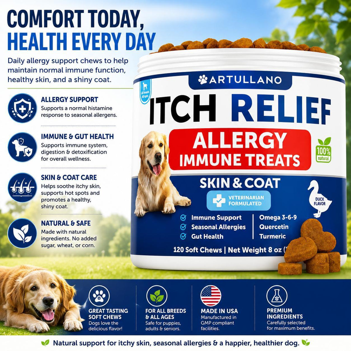 Dog Allergy Relief Chews for Itching & Skin