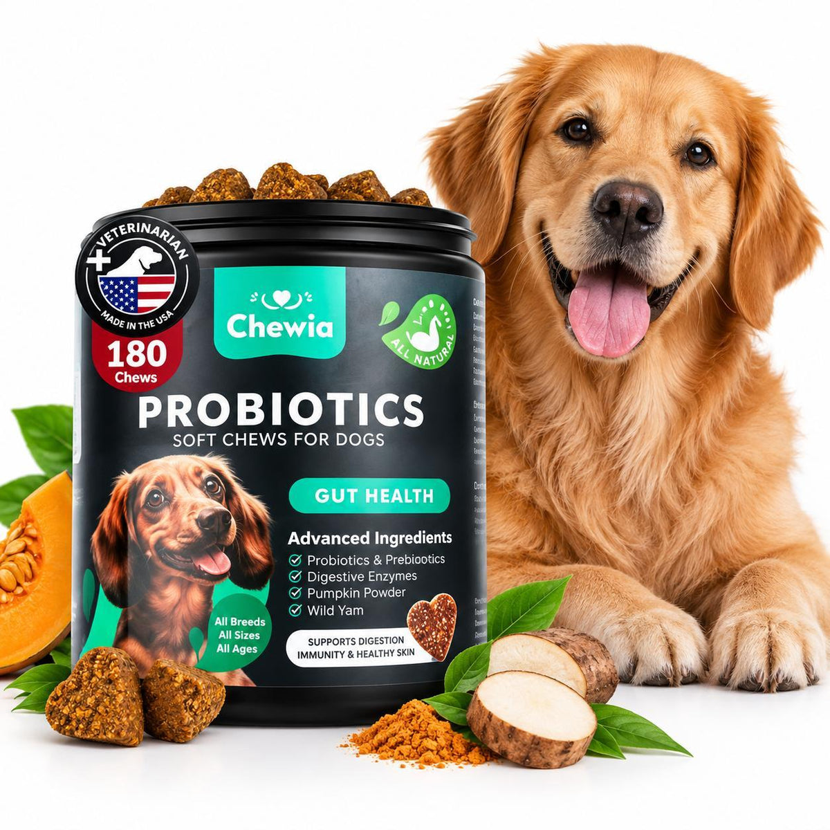 Dog Probiotic Chews for Gut Health & Digestion