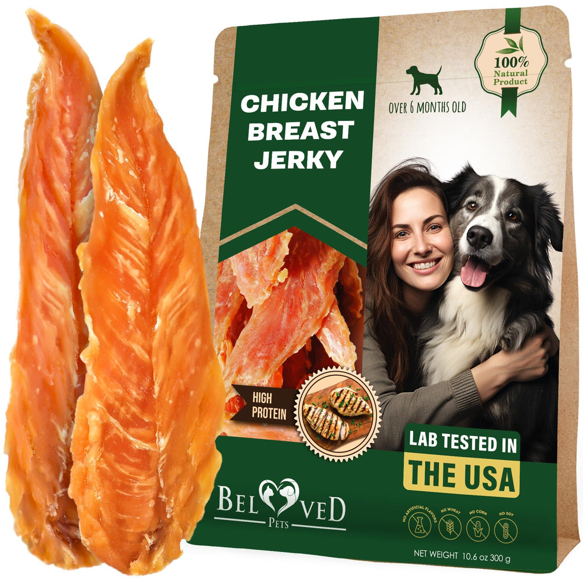 Chicken Jerky Dog Treats, Grain-Free High Protein