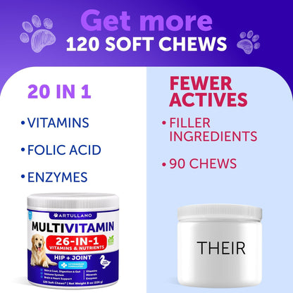 (2 Pack) Multivitamin Chewable with Glucosamine Treats for Dogs