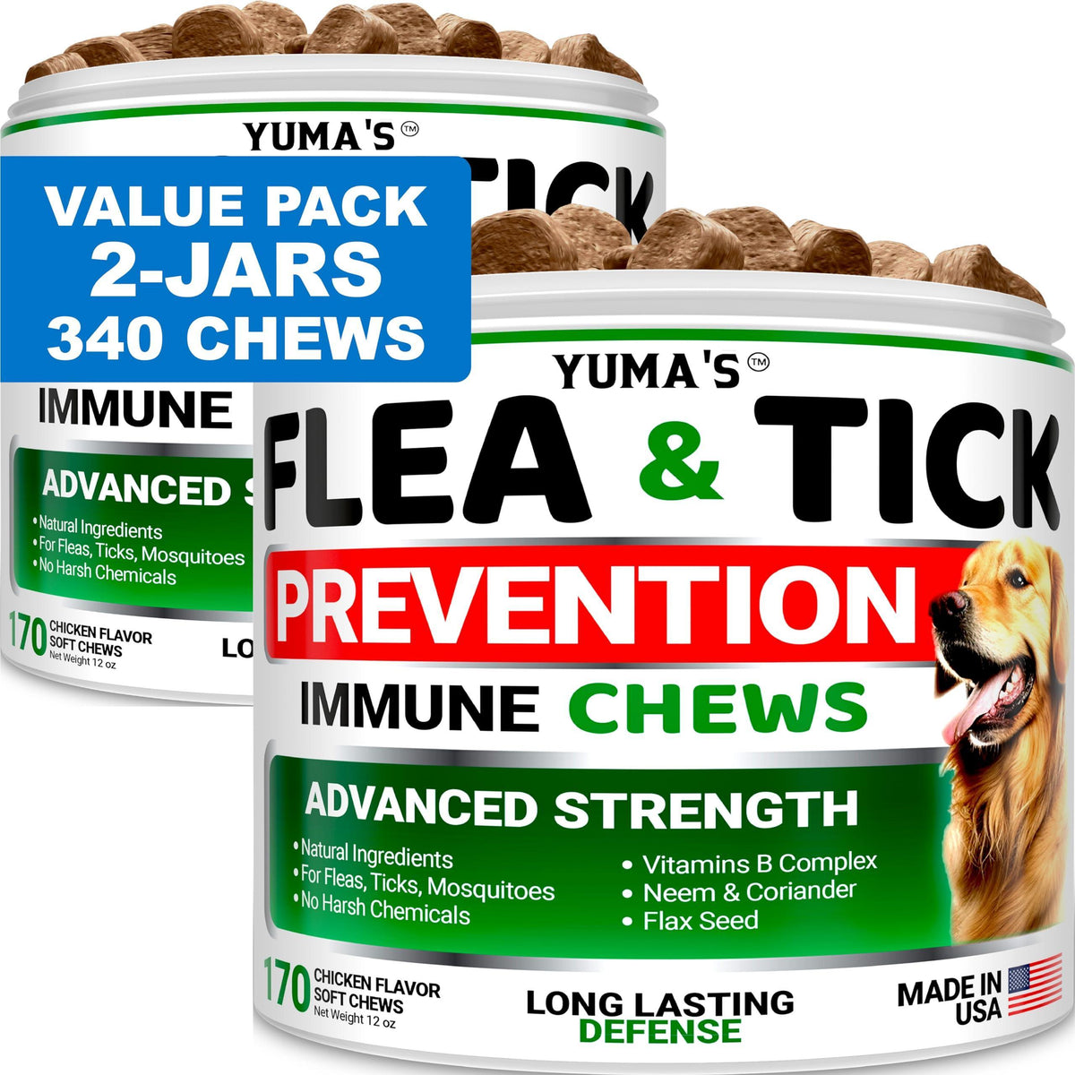 Natural Flea & Tick Chews for Dogs – 2 Pack