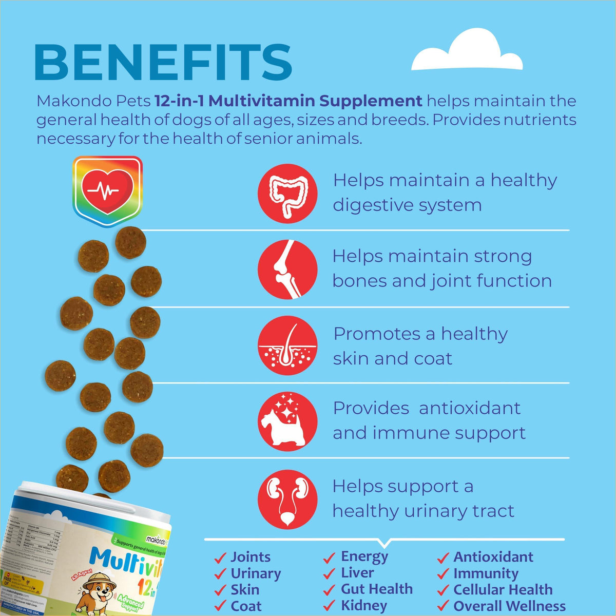 12-in-1 Dog Multivitamin Soft Treats for Health