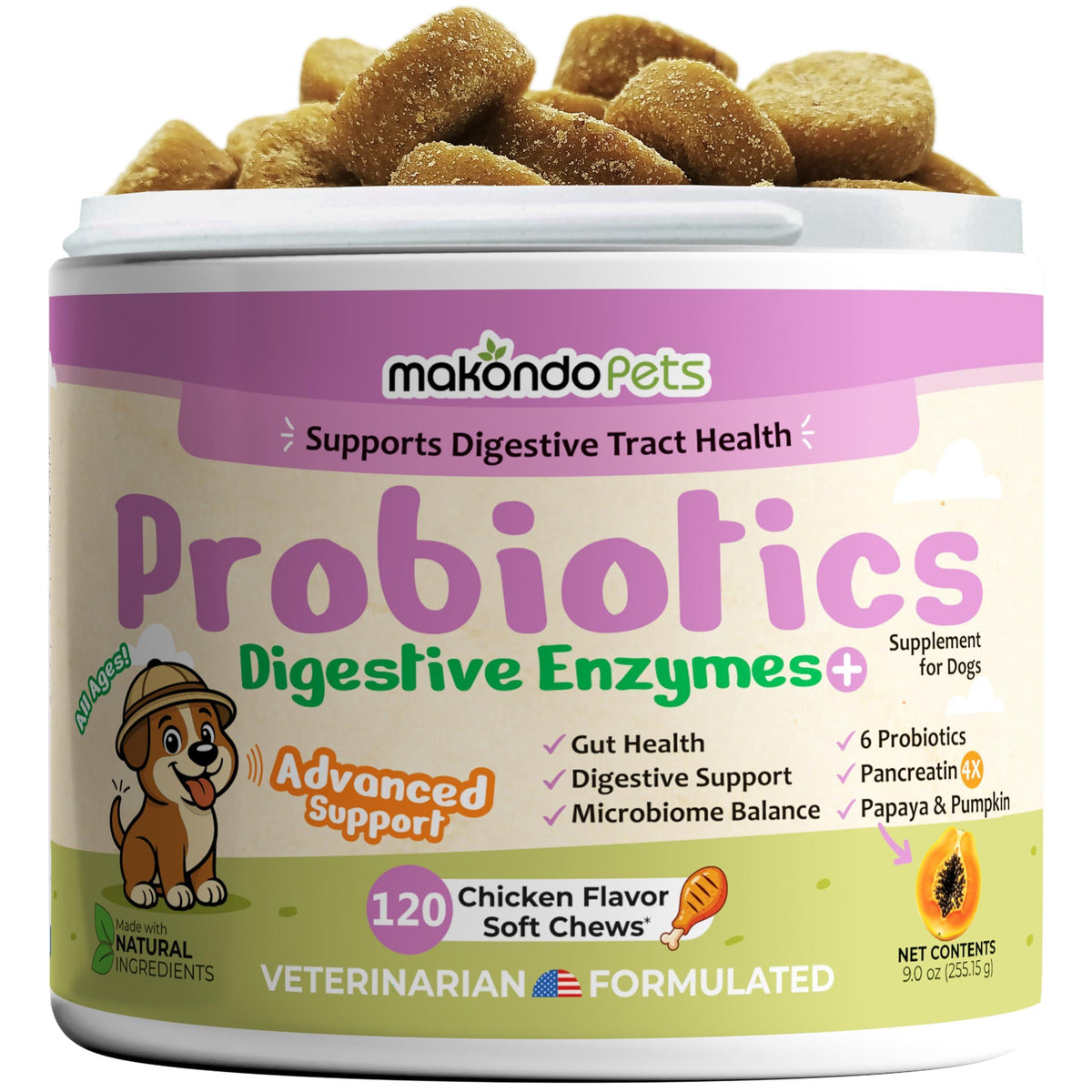 Dog Probiotics Chews with Pumpkin & Enzymes